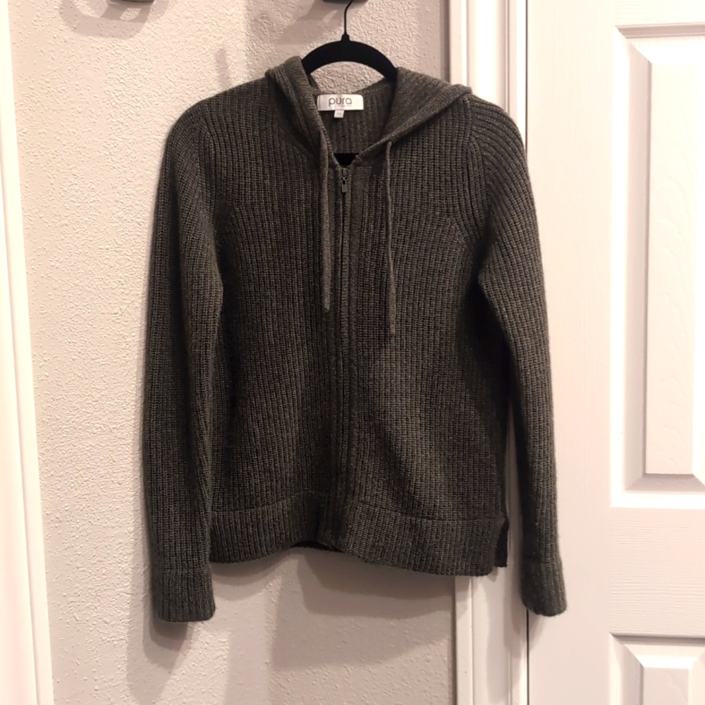 Pura Cashmere fisherman full zip sweater